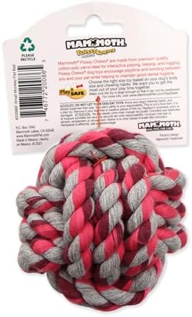 Mammoth Flossy Chews Monkey Fist Ball Premium Cotton-Poly Rope Dog Toy Interactive & Fetch Toy for Small Dogs - Small 3.75" - Assorted Colors - Image 3