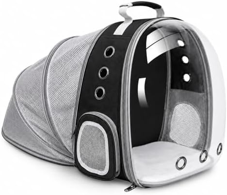 Expandable Cat Carrier Backpack with Bubble Window and Mesh, Black by TOYSINTHEBOX