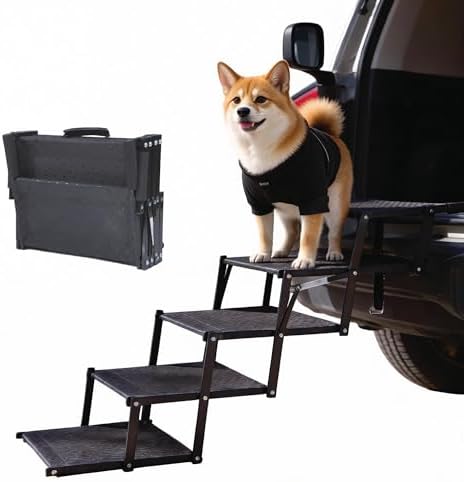 Dog Stairs 5 Steps Foldable Dog Ramp with Non-Slip Surface, Portable Dog Steps for Cars,SUV and Truck, Supports up to 250 lbs by Unknown