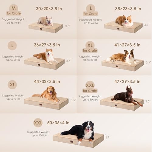EHEYCIGA Orthopedic Dog Bed Large with Removable Washable Cover, 44IN Khaki - Image 2