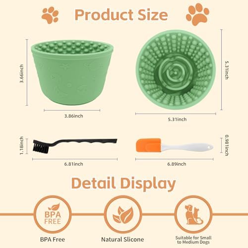 Dog Lick Bowl,Anxiety Relief Non-Slip Silicone Treat Bowl,Durable Anti-Choking Long-Lasting Enrichment Slow Feeder Licking Mat for Small Medium Large Breed,Freezable BPA Free Silicone Dishwasher Safe - Image 6