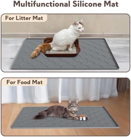 Garoopion Silicone Cat Litter Mat 34×22 inch, Easy to Clean, Dark Gray - Image 6