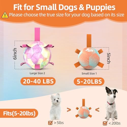 QDAN Small Puppy Dog Balls Toys, Dog Soccer Ball with Straps, 5 Inch - Image 6