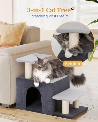 Aechonow 3-in-1 Pet Stairs for Cats, Dog Steps for Doggie Rabbits, Large - Image 2