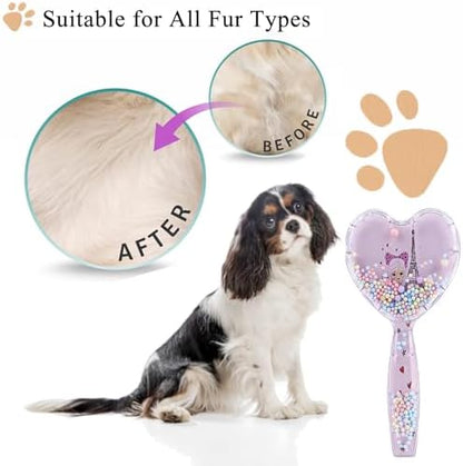 Small Soft Dog Grooming Brush, Pet Massage Hair Brush - Purple - Image 5