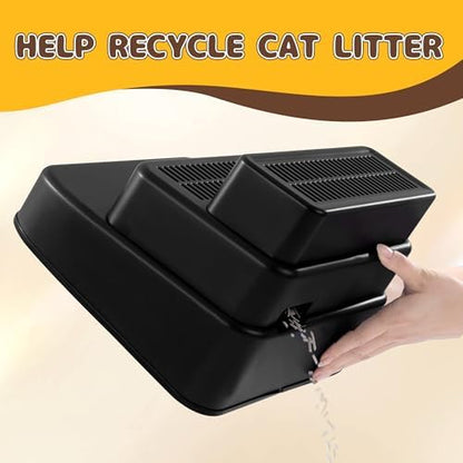 BALAPET Adjustable 3 Steps Litter Box Ramp with Filter Function, Detachable Litter Trapper, Non-Slip Cat Litter Stair for Small & Elderly Cats(Black) - Image 5