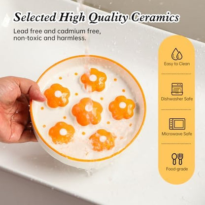 Ceramic Slow Feeder Cat Bowl, 6.3" Whisker Friendly Anti-Vomit, Orange - Image 5