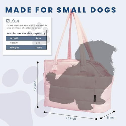 Lightweight Puffy Dog Purse Carrier for Small Dogs, Pink - Image 3