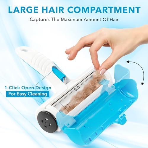 BOSHEL Pet Hair Remover for Laundry - Lint Roller for Pet Hair - Dog Hair Remover with Hair Base - Pet Fur Remover with Comfy Rubber Handle - Easy Clean Pet Hair Remover Roller for Couch - Image 3