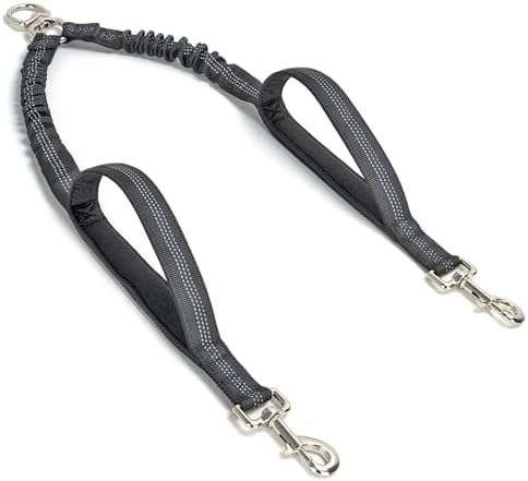 Dual Dog Leash Coupler Double Control Padded Handle for 2 Large Dogs by Mycicy