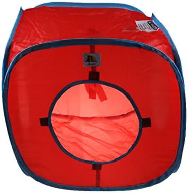 emours Cat Play Cube Collapsible Tunnel Cat House Toys,with 4 Balls, Red - Image 2