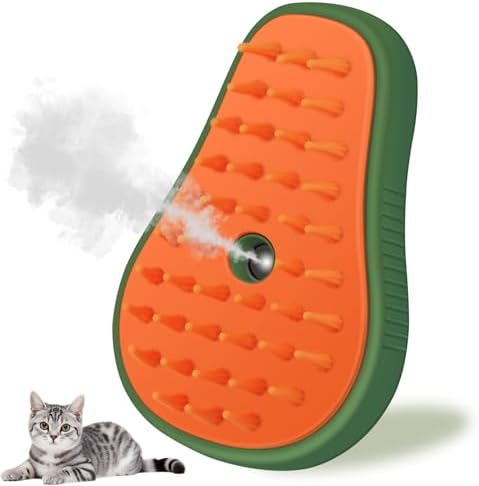 Cat Steam Brush, 3 in 1 Cat Steamy Brush, Silicone Massage Grooming Comb, Pet Hair Cleaning Misting Comb for Kittens(Avocado Green) by Unknown