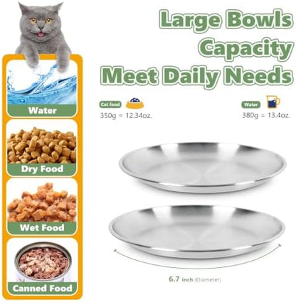 6-Pack Stainless Steel Cat Food Bowls, Whisker-Friendly Plates - Image 4