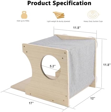 Cat Window Perch，2-Tier Hammock & Hideaway House with Strong Suction Cups - Image 6