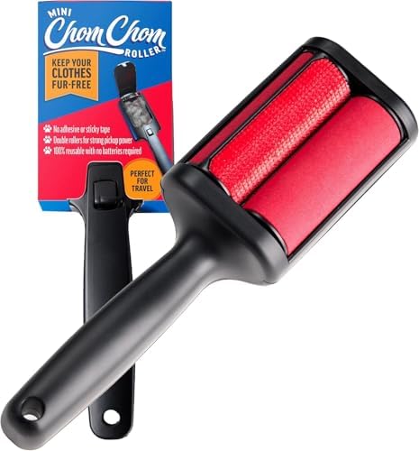 ChomChom Roller Pet Hair Remover – Reusable Lint Roller Pet Hair Removal Tool for Clothes, Couches, Cars and Travel - Cat Dog Hair Remover, Compact, No Sticky Refills Needed (Mini Roller) by ChomChomRoller