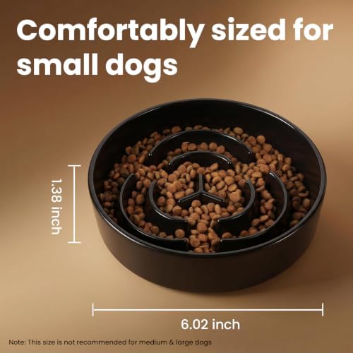 Ceramic Slow Feeder Dog Bowls 0.6 Cups for Small Fast Eaters,White - Image 2
