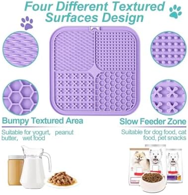 Dog, cat Silicone Food Grade Licking mat Slow Feeder Great for Yogurt,Peanut Butter Cold Smear Treats (Lilac, Medium) - Image 6