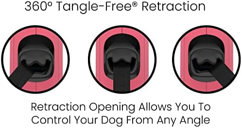 TUG Monochrome 360° Tangle-Free Retractable Dog Leash | 16 ft Strong Nylon Tape (Large, Pink) - Image 2
