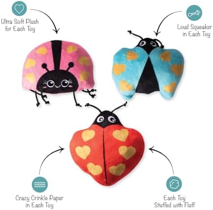 Fringe Studio Plush Dog Toy, Buggy for You, Small 3 Piece Set, Pet Shop Collection (662028) - Image 2