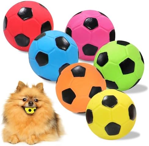 2” Dog Soccer Ball Toys 6 Pack, Squeaky Dog Toys Interactive Soccer Balls for Chewing and Training, Fits for Teething Puppies, Small and Medium Dogs by BRMDT
