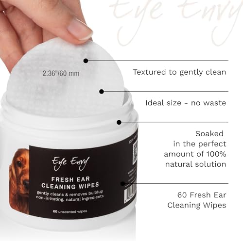 Eye Envy Fresh Ear Cleaning Wipes for Dogs. Made in the USA from Natural Ingredients. Unscented. Safe and Non-Irritating. Removes Dirt, Debris, and Wax buildup. 60 Count. - Image 5