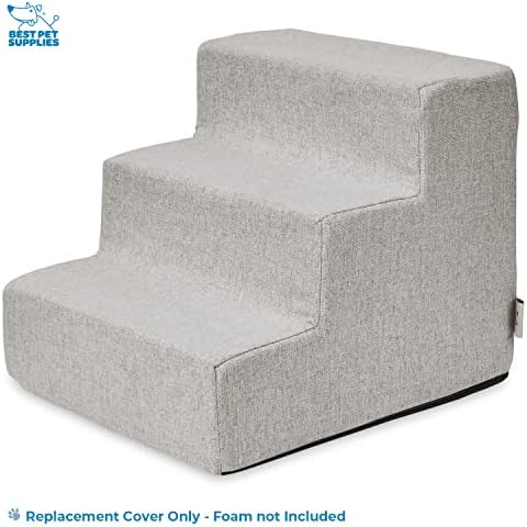 Best Pet Supplies Foam Pet Steps Cover for Small Dogs and Cats, Portable Ramp Stairs for Couch, Sofa, and High Bed Climbing (Cover Only) - Sand, 3-Step (H: 13.5") (Cover Only) - Image 2