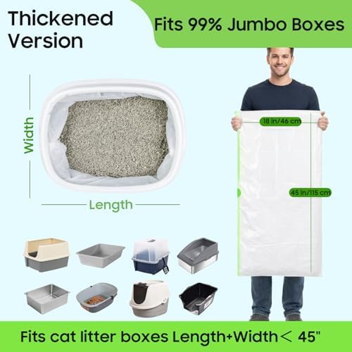 24 Pack Super Jumbo Cat Litter Box Liners 45" x 18", Heavy-Duty Litter Bags - Image 3