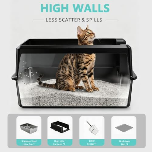 WoofiGo XL Stainless Steel Litter Box, High Sided Litter Pan for Big Cats - Image 6