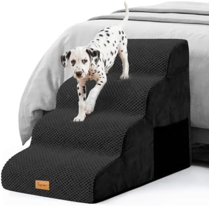 Topmart High Density Foam Dog Steps 4 Tiers, Extra Wide Deep Pet Steps by Topmart