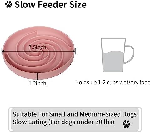 Bifeaw Slow Feeder Dog Bowls, Dishwasher Microwave Safe Silicone Puppy Puzzle Bowl with Non-Slip Design for Eating (Powder Pink) - Image 6