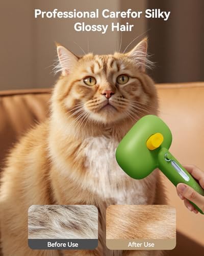 ROJECO 3-in-1 Pet Steam Brush,Spray Hair Removal Detangling Comb,Green - Image 5