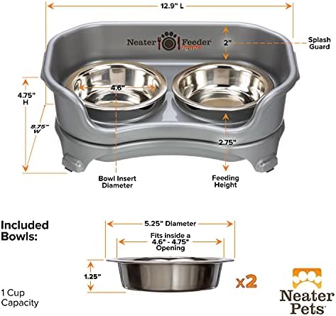 Neater Feeder Express Mess Proof Cat Bowls Elevated, No Spill Feeding Station, Stainless Steel Dishes for Food and Water, Raised Bowls for Indoor Cats, No Fatigue Whisker Friendly Dish, Grey - Image 6