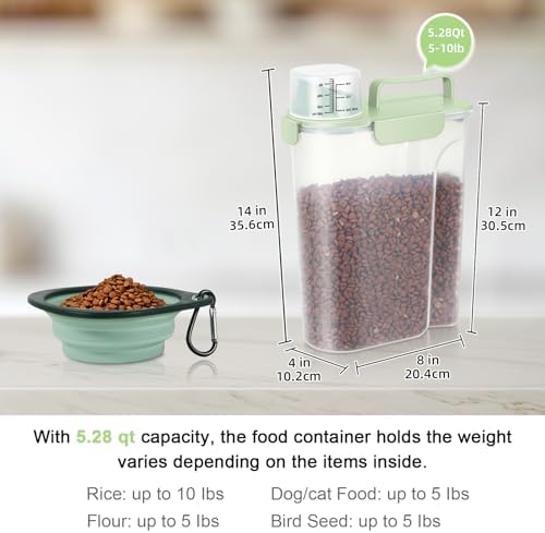 5 Lbs Pet Dog Food Storage Container for Travel Bird Seed Dispenser - Green - Image 2
