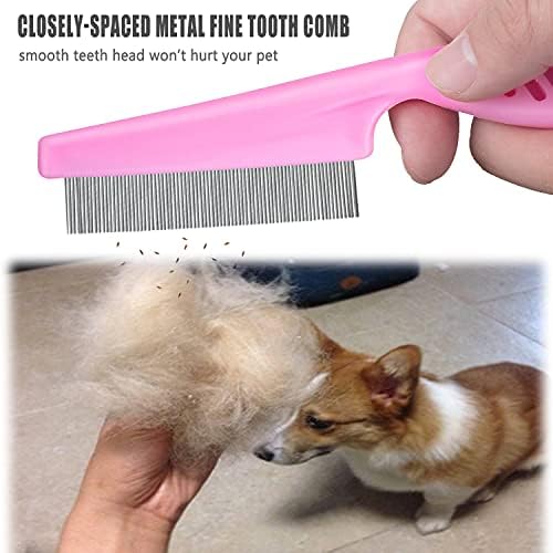Cat & Dog Grooming Set - Fine Tooth Comb For Grooming And Removing Dandruff Flakes Remove Float Hair Tear Marks (pink) - Image 2