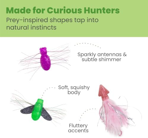 Catstages Squish Prey Cat Toys for Cats & Kittens, Multi-Textured Soft & Squishy for Bat & Carry, Catnip Infused, 2–5" Long, 3-Pack (Squid, Spider, Fly) - Image 3
