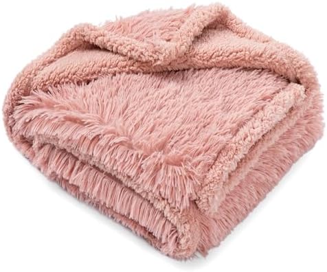 Pink Fluffy Long Faux Fur Pet Throw Blankets for Dogs Waterproof Pet Blanket for Puppy Cats Couch Protector Mat Love Bed Cover Washable(Pink,S) by Unknown