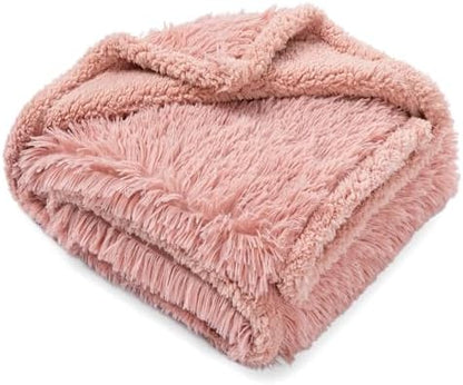 Waterproof Dog Blanket Pet Throw Blankets Fluffy Long Faux Fur Reversible Puppy Blankets 85x57in Furniture Protector Cover for Sofa Bed Couch Bed Cover Washable for Dogs Cats (Pink XL) by Unknown