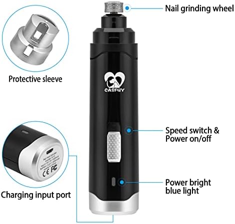 Casfuy Dog Nail Grinder Upgraded - Professional 2-Speed Whisper-Quiet Electric Pet Nail Trimmer Painless Paws Grooming & Smoothing for Small Medium Large Dogs & Cats (Black) - Image 5
