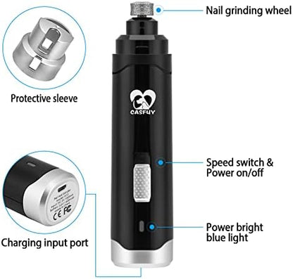 Casfuy Dog Nail Grinder Upgraded - Professional 2-Speed Whisper-Quiet Electric Pet Nail Trimmer Painless Paws Grooming & Smoothing for Small Medium Large Dogs & Cats (Black) - Image 5