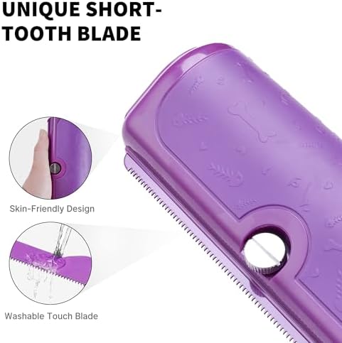 Cat and Dog Deshedding Brush for Short Hair, Purple - Image 4