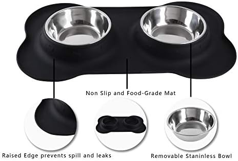 Hubulk Pet Dog Bowls 2 Stainless Steel Dog Bowl with No Spill Non-Skid Silicone Mat + Pet Food Scoop Water and Food Feeder Bowls for Feeding Small Medium Large Dogs Cats Puppies (M, Black) - Image 3