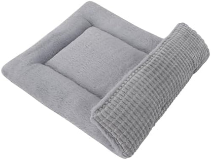 Reversible Dog Bed Mat with Plush and Corn Velvet,Soft Warm Pet Cushion, Dual Purpose Washable Sleeping Mattress Bed for Small Medium Large Dog and Cat XB004 (36"x23", Solid Grey) by Vetasac