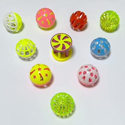 Cat Jingle Balls Toys 10Pcs 6 Styles for Indoor Cats - Plastic Lattice Cat Balls with Bells Kitten Rattle Toy, Gift Box and 1.5" - Image 7