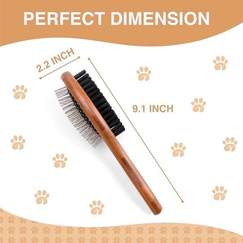 Double-Sided Pet Slicker Brush for Dogs and Cats - Professional Grooming Comb with Pins and Bristles - Ideal for Long and Short Hair - Shedding and Tangle Removal - Durable and Gentle Brush - Image 5