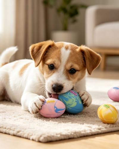 SCHITEC Dog Squeaky Toy Balls, Interactive Squeak Puppy Balls for Fetch Play, Latex Rubber Pet Toy for Puppies Mini Breed Small Dogs - Image 7