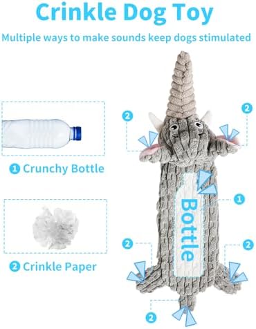 Dog Toys, Squeaky Plush No Stuffing Crinkle Dog Toy for Small Medium Large Dogs, [5 Pack] Interactive Puppy Teething Water Bottle Dog Chew Toy - Image 3
