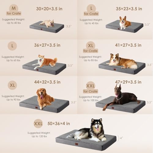EHEYCIGA Orthopedic Dog Bed Large with Removable Washable Cover, Grey, 36IN - Image 3