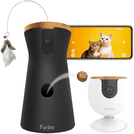 Furbo 360° Cat Camera + Mini [New Subscription Required at Setup] 2-Camera Bundle Nanny Subscription: Cat Safety & Home Security Alerts, Pet Camera with Speaker, Phone App & Night Vision by FurboPetCamera