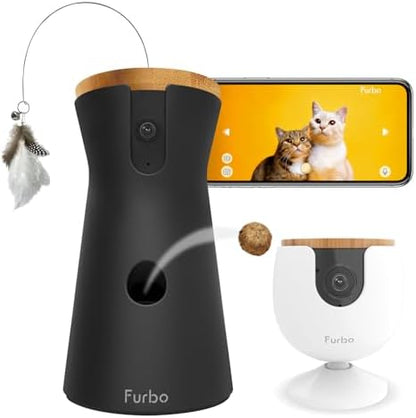 Furbo 360° Cat Camera + Mini [New Subscription Required at Setup] 2-Camera Bundle Nanny Subscription: Cat Safety & Home Security Alerts, Pet Camera with Speaker, Phone App & Night Vision by FurboPetCamera