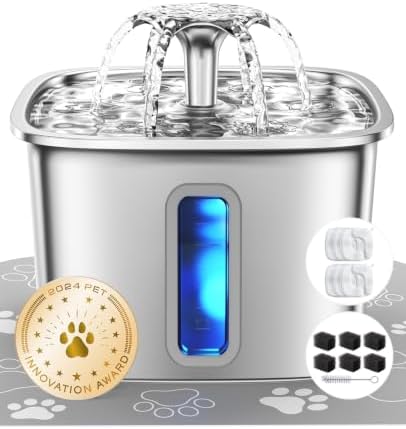 Veken Innovation Award Winner Stainless Steel Cat Water Fountain, 108oz by Veken